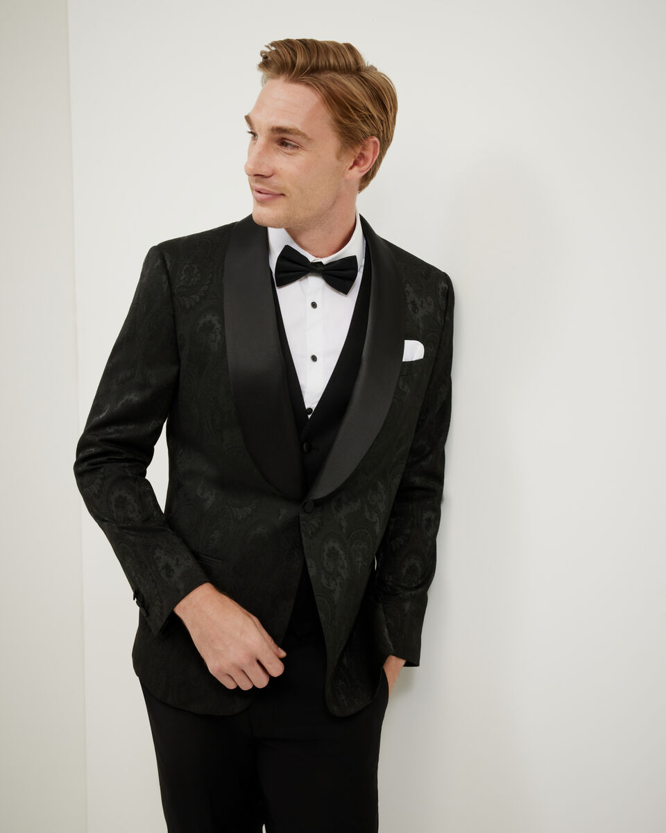 Paisley Black Tie Tuxedo, Black, hi-res